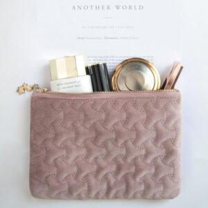 Velvet Cosmetic Pouch, Velvet Quilted Cosmetic Bag