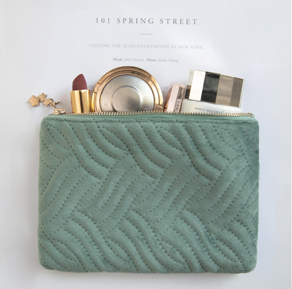 Velvet Cosmetic Pouch, Velvet Quilted Cosmetic Bag - Image 3