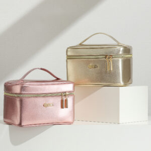 Double Layer Cosmetic Bag, Holographic Large Train Case, Portable Makeup Organizer